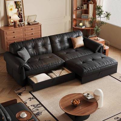 法式真皮沙发可折叠沙发床两用2025新款头层牛皮客厅小户型皮沙发