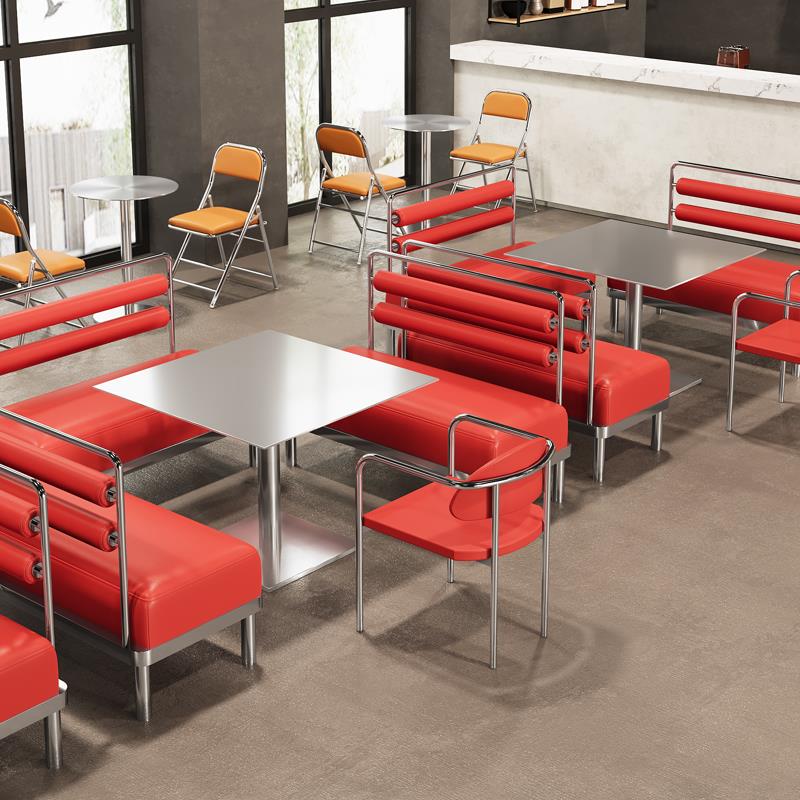 不锈钢实心圆桌工业风咖啡桌餐桌甜品酒吧奶茶店金属小圆桌椅方桌