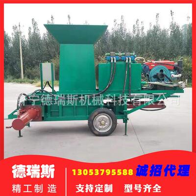 全动WCD秸秆包套黄袋打包机青储半自自动饲料压块卧式玉米打带