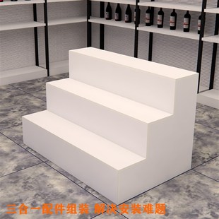 阶梯式 展柜鲜花礼品置物架 货架堆头超市中岛梯形展示台鞋 包台阶式