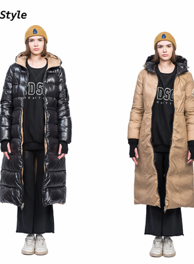 Alphastyle双面穿冬季厚款长款羽绒服鹅绒外套保暖防风简约百搭