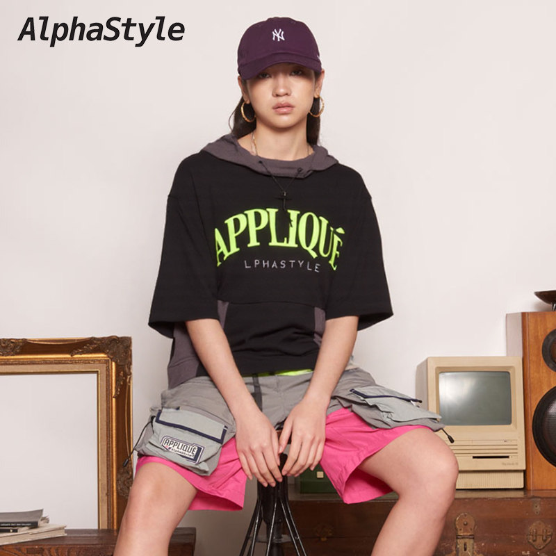 AlphaStyle夏季连帽短袖卫衣T恤