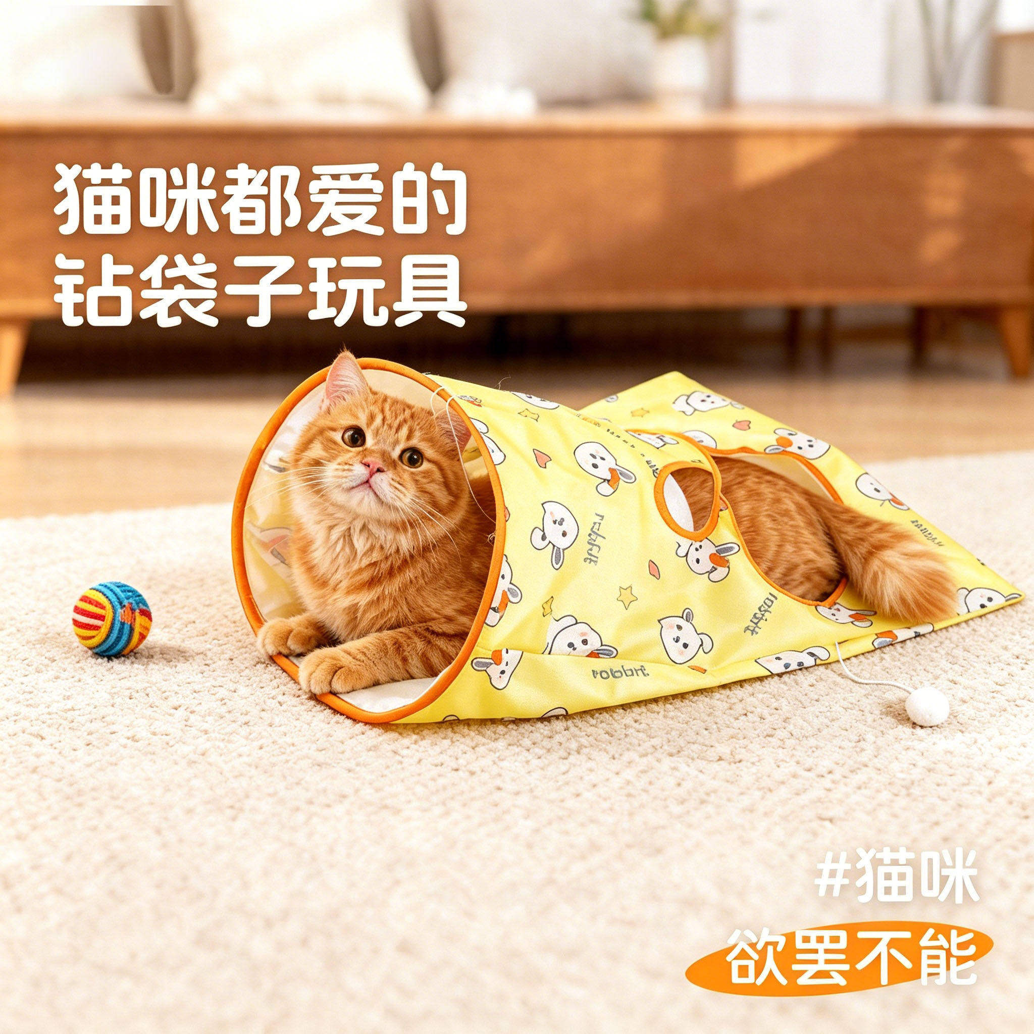 自嗨解闷耐咬响纸猫隧道逗猫棒