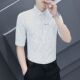 衬衫 韩版 潮流高档半袖 夏季 帅气七分袖 休闲条纹五分袖 寸衫 衬衣 男士