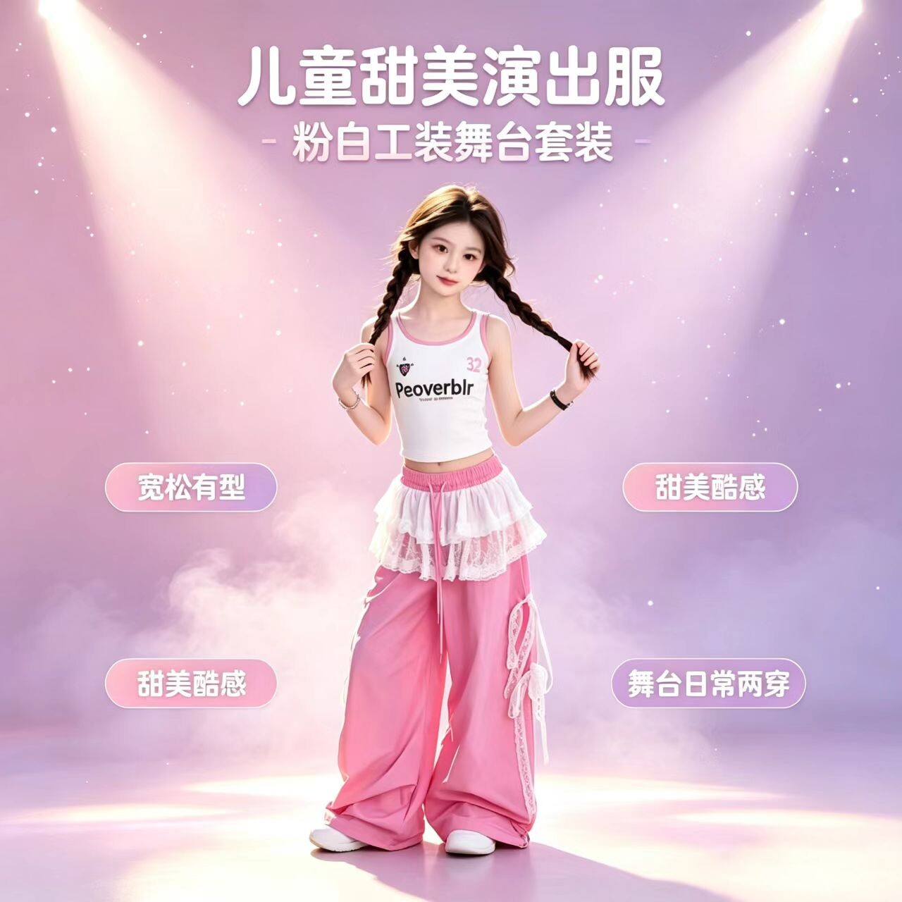 夏季女童爵士舞女团修身演出服图片