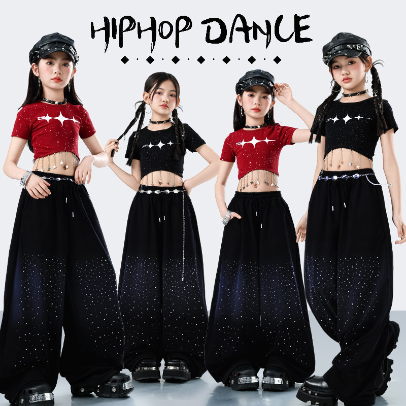 夏季儿童爵士舞演出服女团嘻哈街舞蹈练功女童jazz走秀表演舞台装