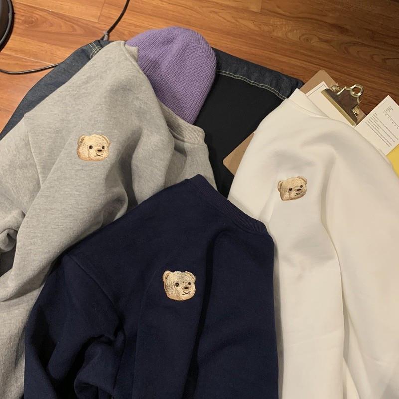 早秋美式复古小熊印花卫衣女宽松卡通薄款慵懒风长袖外套上衣服潮