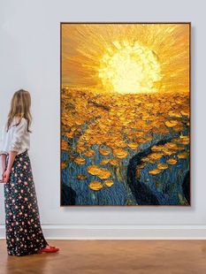 《金碧辉煌》中古风客厅装饰画抽象艺术风景2025新款入户玄关挂画