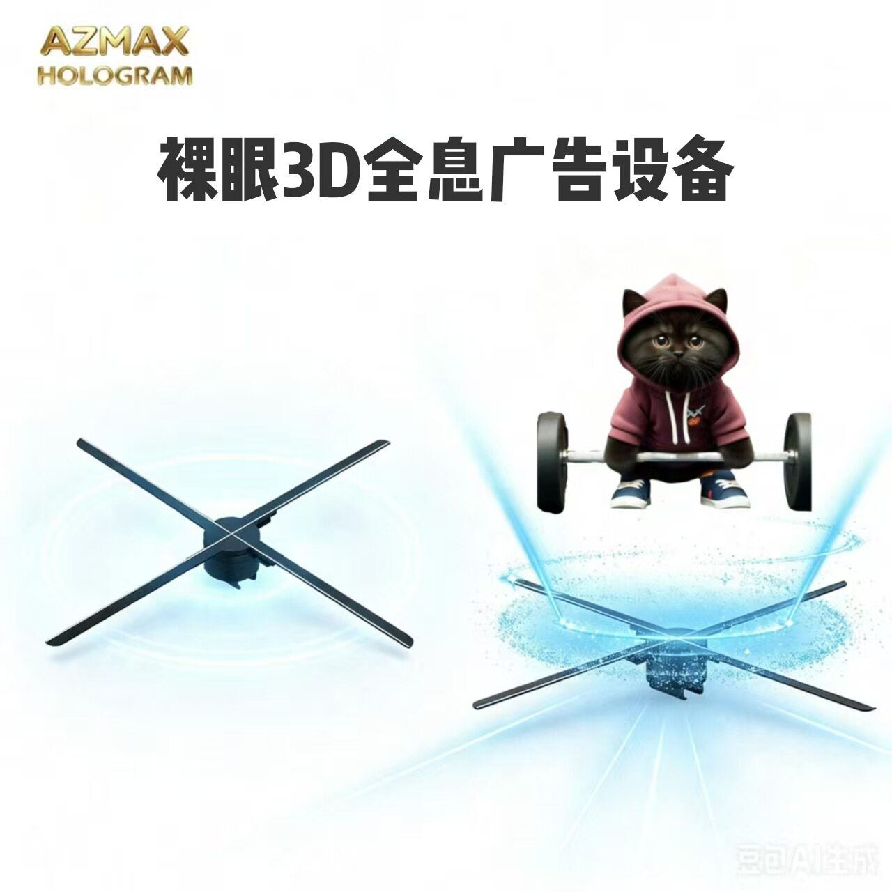 乳圆裸眼3d全息投影仪透明风扇屏空气中立体悬浮成像显示器广告机