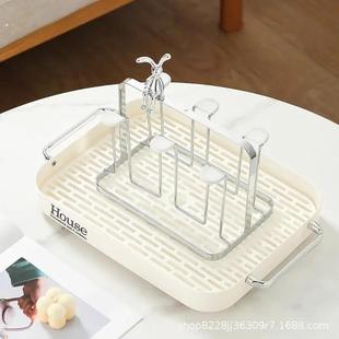 新款水杯架沥水杯子架子收纳置物架玻璃放水杯倒挂架茶杯架带托盘