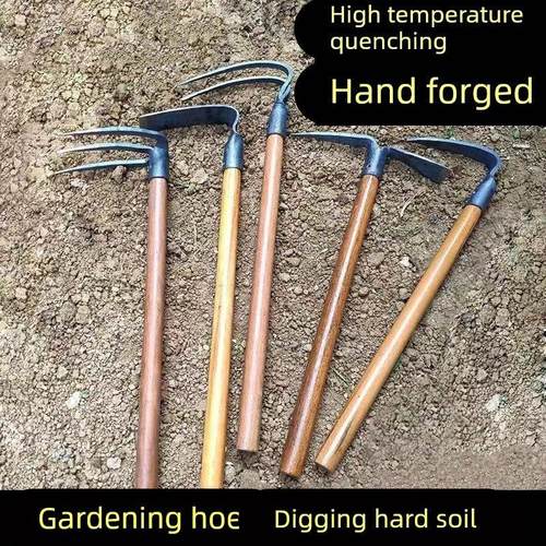 德国品质农用翻土工具木柄小锄头户外两用种菜挖笋种花洋镐园艺三