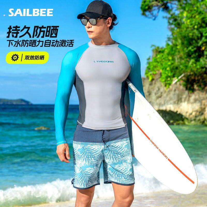 防晒长袖泳衣浮潜水衣男速干水母服冲浪服沙滩泳裤健身运动套装备
