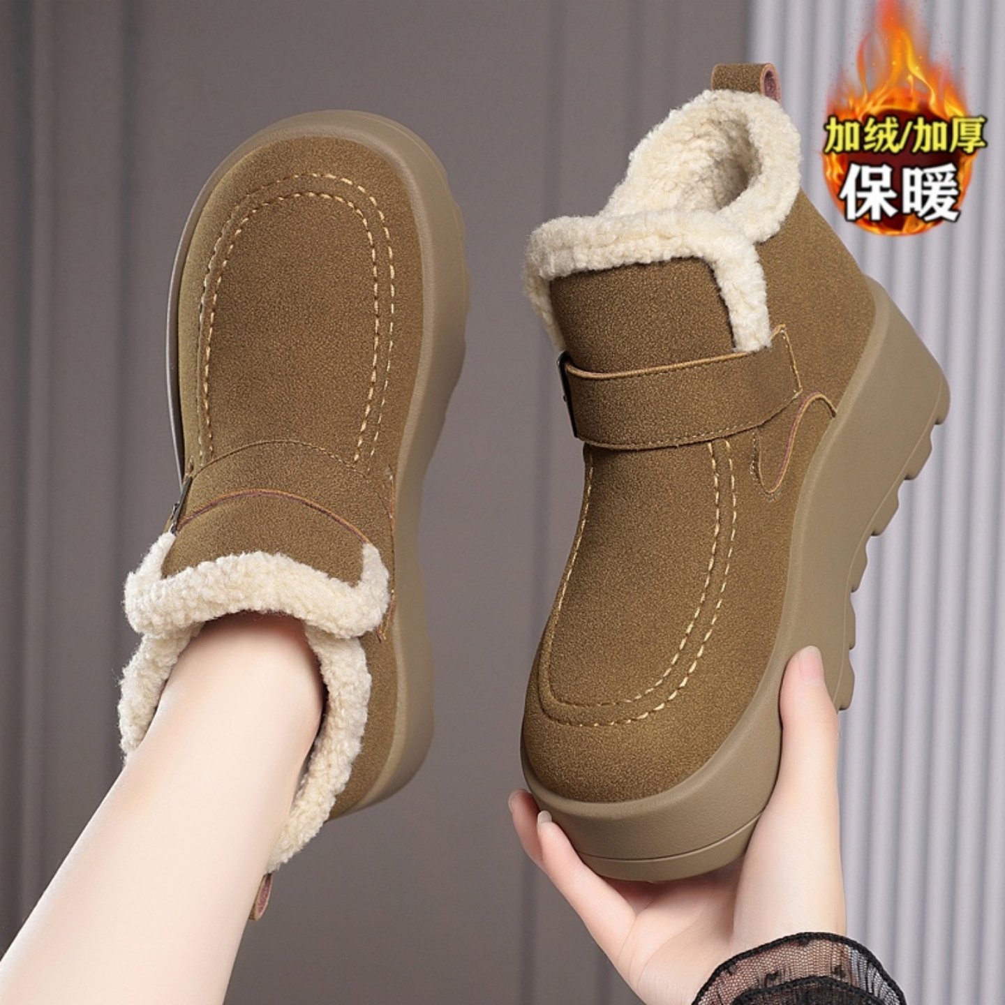 品牌真皮保暖雪地靴女2025冬季新款厚底加绒棉靴防水防滑勃肯棉鞋,女鞋,时尚雪地靴,淘宝优惠券,粉丝福利购,淘宝优惠卷
