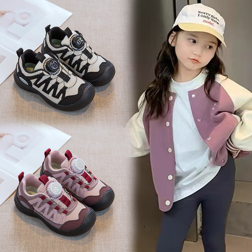 巴布豆童鞋男童运动鞋户外防滑登山鞋2025新款秋季皮网面女童鞋子