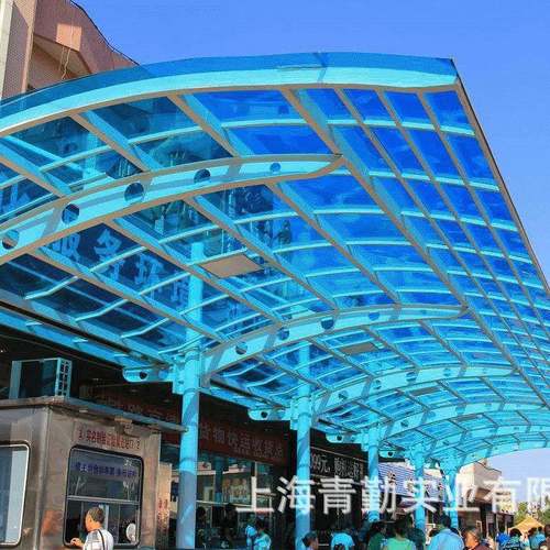 厂家供应钢结构雨棚、地库出路口、门头玻璃雨棚
