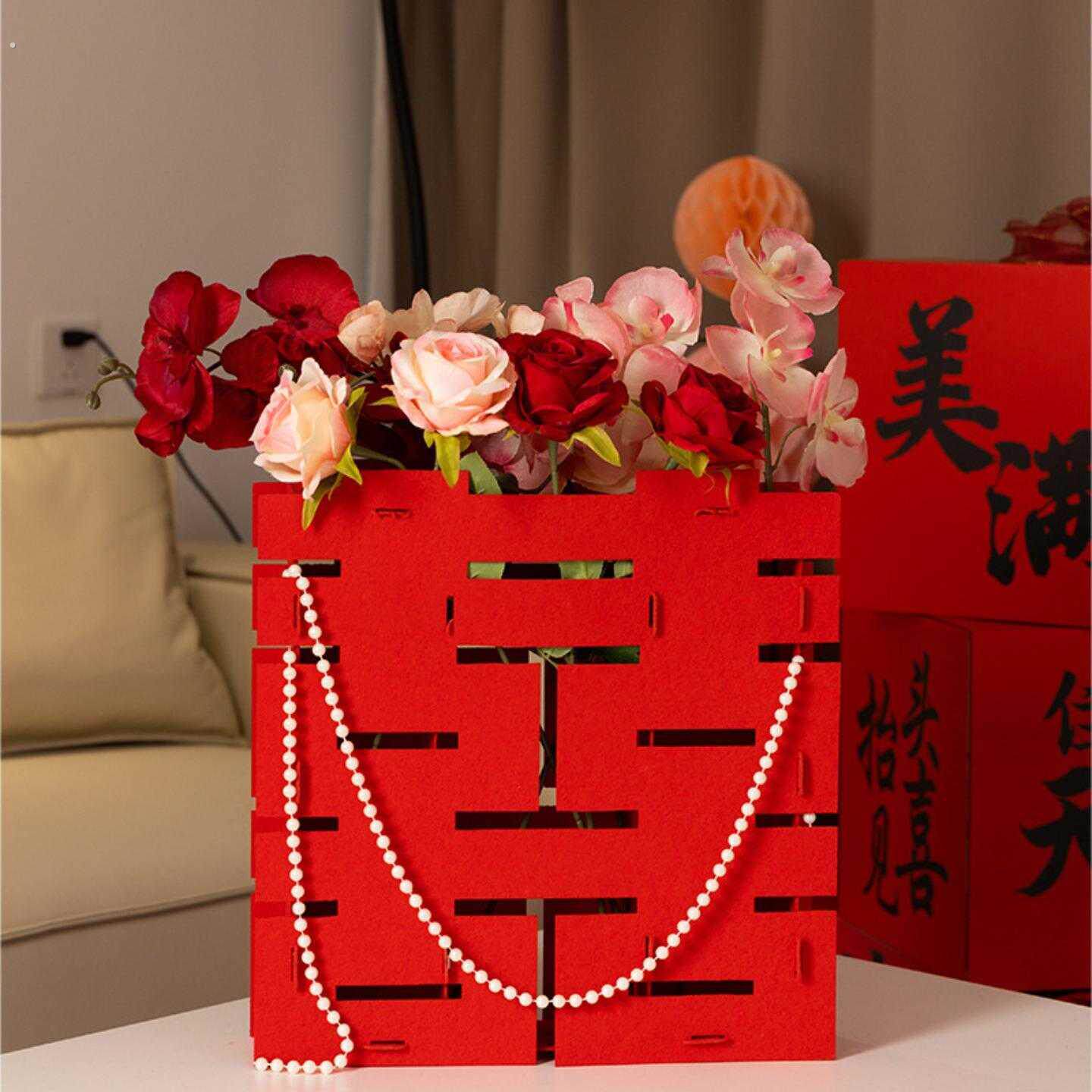 立体喜字摆件婚房布置婚礼订婚男方卧室摆台结婚新房装饰用品大全