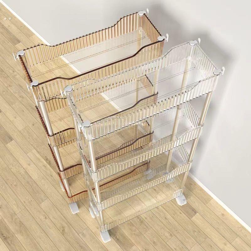 置物架落地ins风网红透明小推车落地多层窄缝夹缝收纳门口置物架