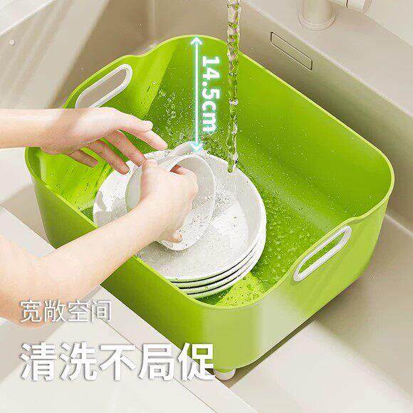 家用简易便携全套洗菜篮塑料洗菜厨房带盖沥水篮加厚移动水池菜篮