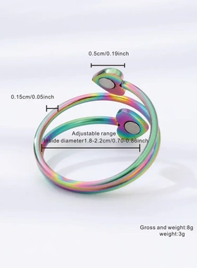 新款爱心不锈钢磁石戒指磁性开口指环健康时尚饰品配饰