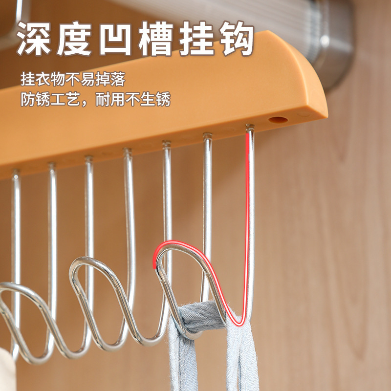 白色实木衣架八钩多钩衣架内衣吊带可钩收纳原木复古衣架