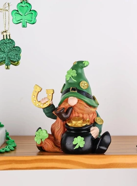 新品帕特里克侏儒雕像家用室内桌面桌架托盘摆件礼物