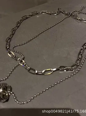 钛钢 双层项链女小众设计感高级感ins毛衣链2024年新款潮秋冬配饰