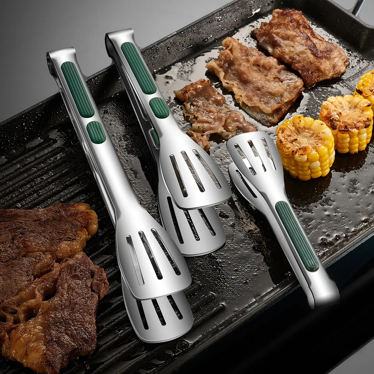 揭阳工厂不锈钢食物夹面包夹烧烤三线夹端爆款自助餐食品夹