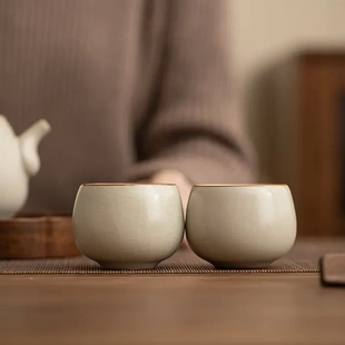主人杯茶杯高档品茗杯单个汝窑陶瓷个人专用茶具茶盏茶碗logo