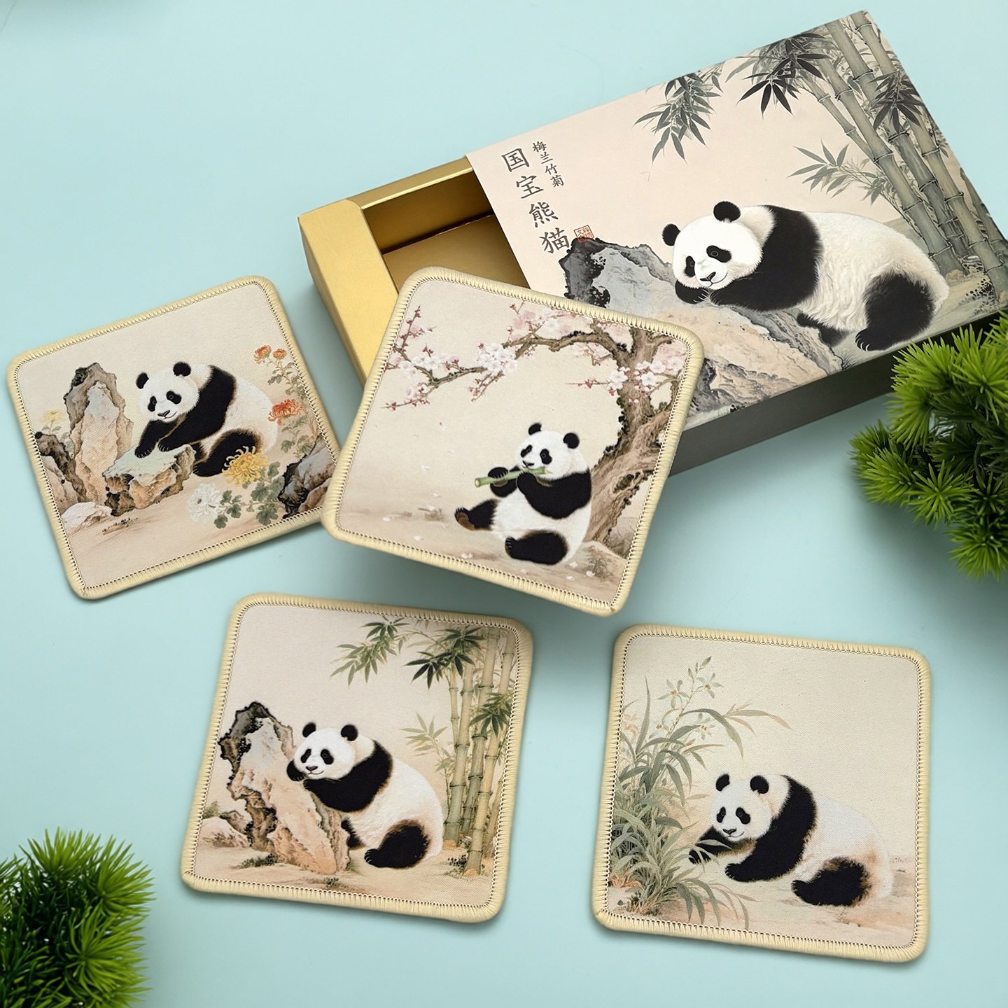 丝绸杯垫熊猫文创送外国人的中国特色礼物送老外商务伴手礼品定制,家居饰品,装饰摆件,淘宝优惠券,粉丝福利购,淘宝优惠卷