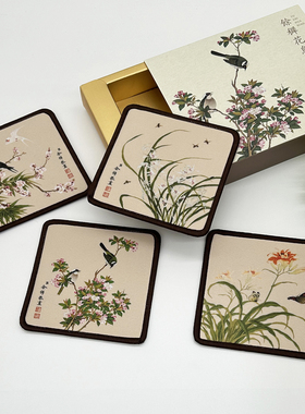 熊猫丝绸杯垫中国风礼物送老外