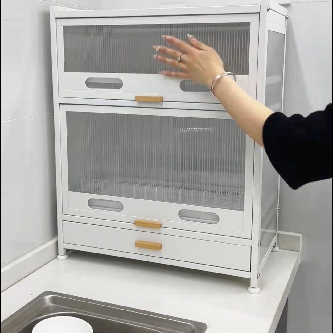 碗碟沥水架收纳架家用多功能碗柜双层碗筷沥水柜厨房碗碟收纳柜