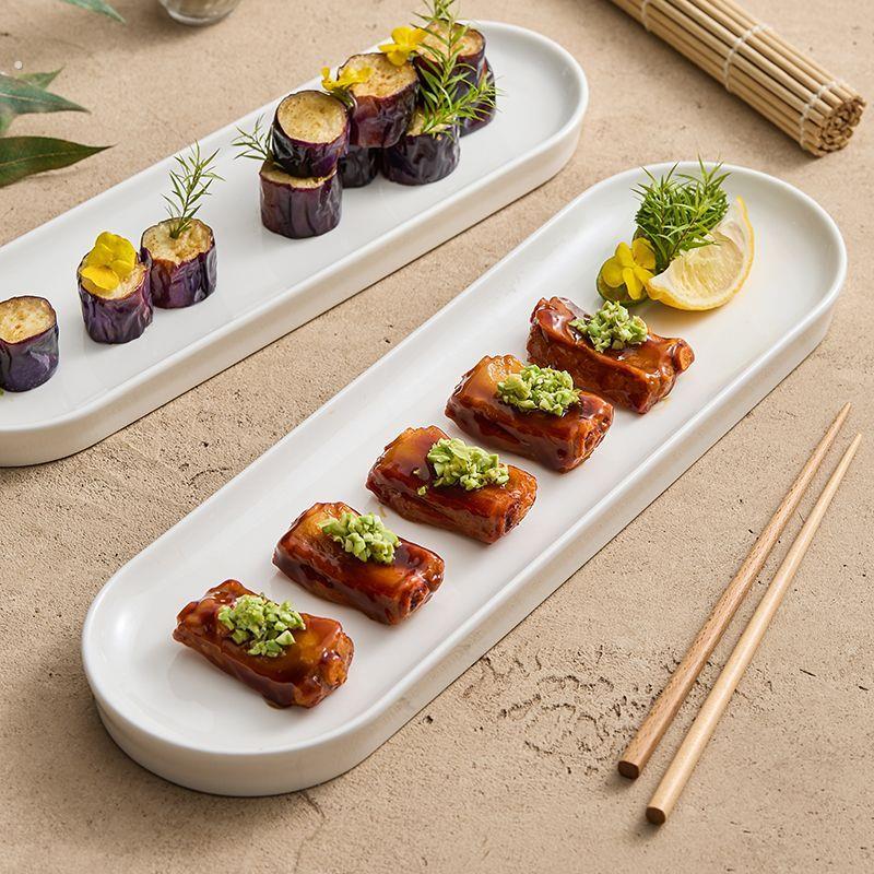 寿司盘平板盘蛋糕甜品盘长条盘餐厅式料理摆盘小吃盘高级感盘子