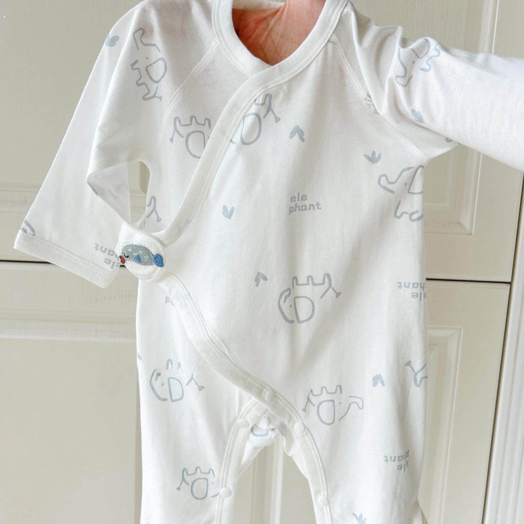 夏季新生儿连体衣纯棉薄款A类无骨衣服哈衣长袖宝宝睡衣空调服夏