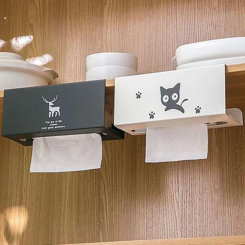 厨房卷纸架免打孔橱柜悬挂抽纸盒纸巾盒餐纸抹布收纳架保鲜膜挂架