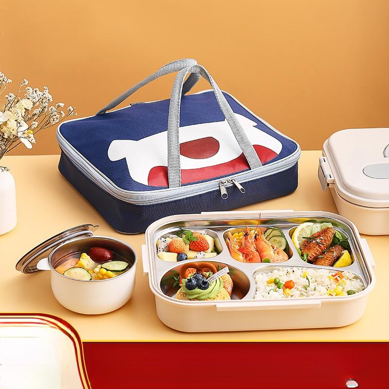 316不锈钢保温饭盒餐盒分格套装上班族日式便当盒学生可微波餐盘L