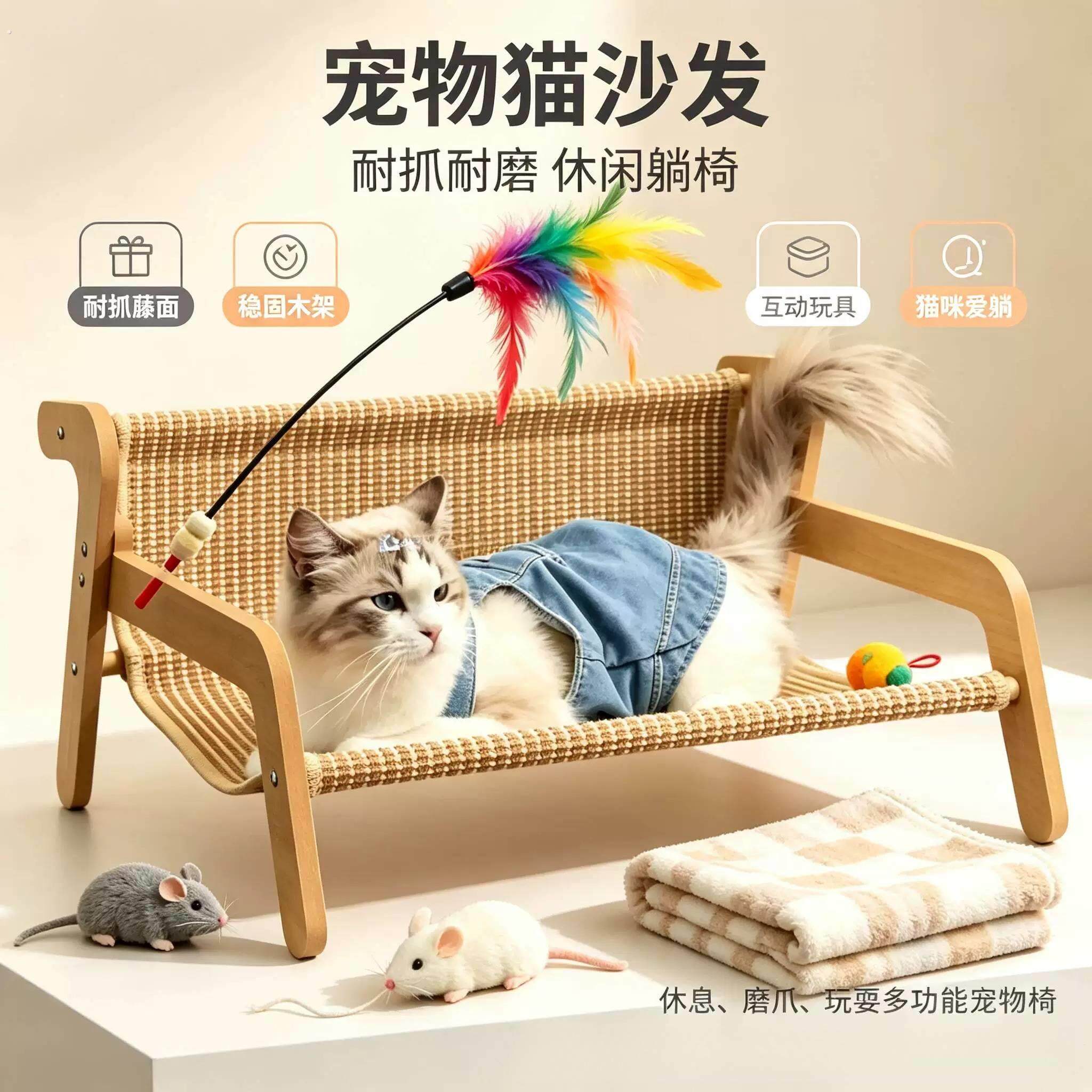 夏季猫窝四季通用凉席猫床吊床新型猫窝猫咪睡窝安全感夏天透气大