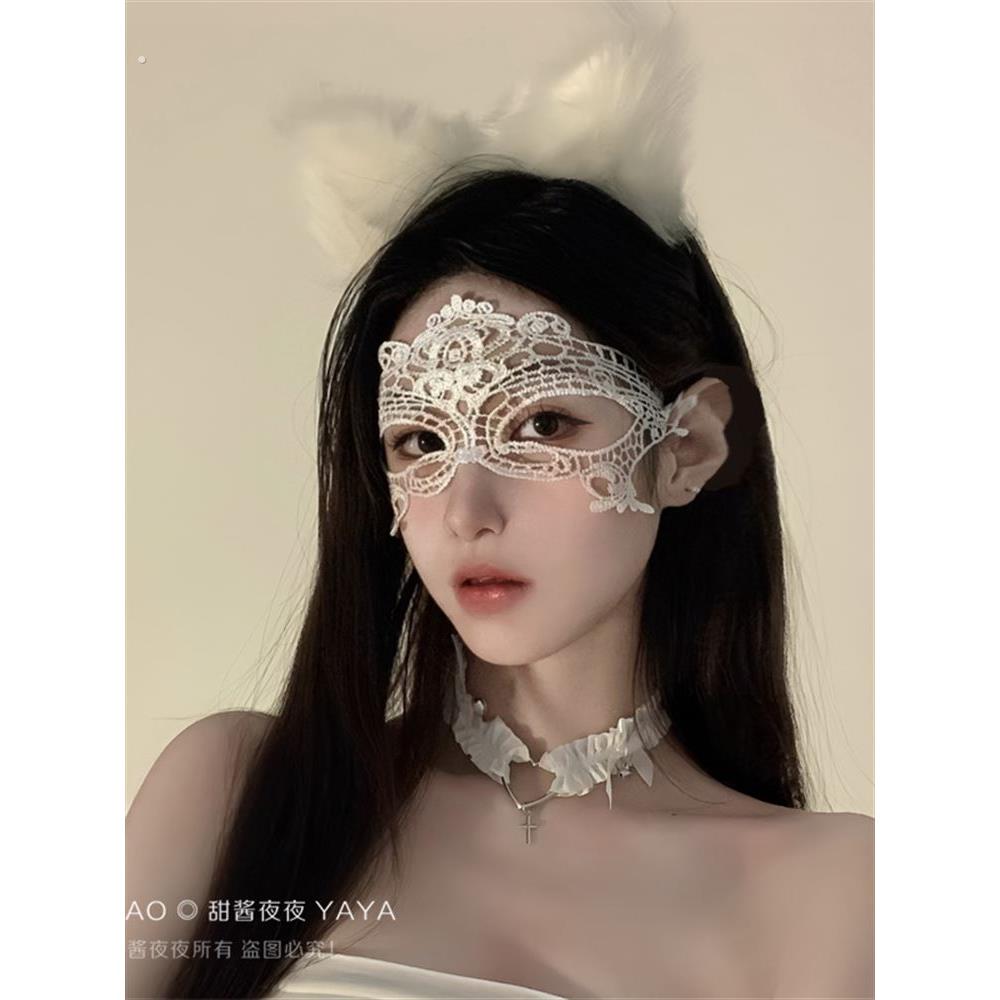 蒙面化妆舞会半脸面具女性感蕾丝镂空钩花遮面眼罩公主万圣节面罩
