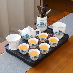 羊脂玉瓷功夫茶具礼盒套装 新款 家用轻奢高档全套茶壶白玉茶杯茶盘
