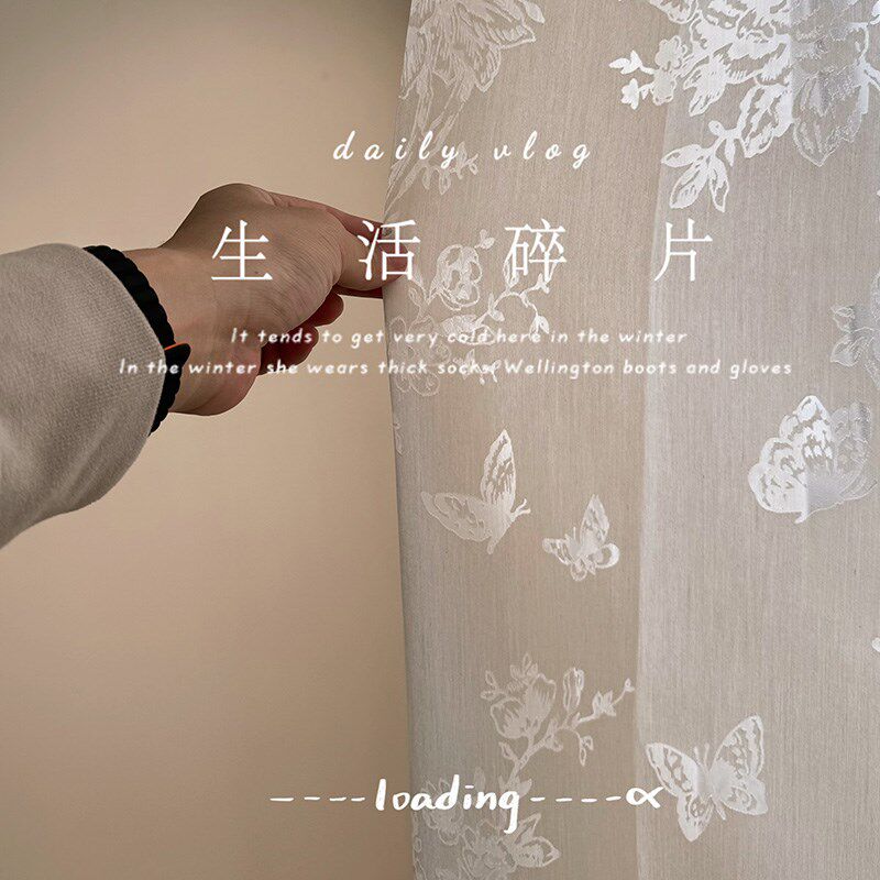 花舞纱 洛可可法式蝴蝶纱帘客厅卧室奶茶色双层窗帘定制绍兴柯桥