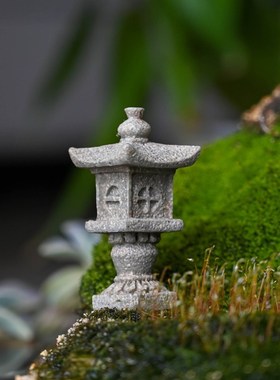 中式石灯笼景观摆件园艺盆景鱼缸造景树脂仿真小亭子枯山水装饰品