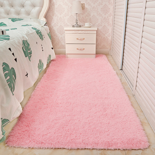 家用床边地毯卧室满铺可爱公主粉色女生房间地毯客厅长毛毛绒定制