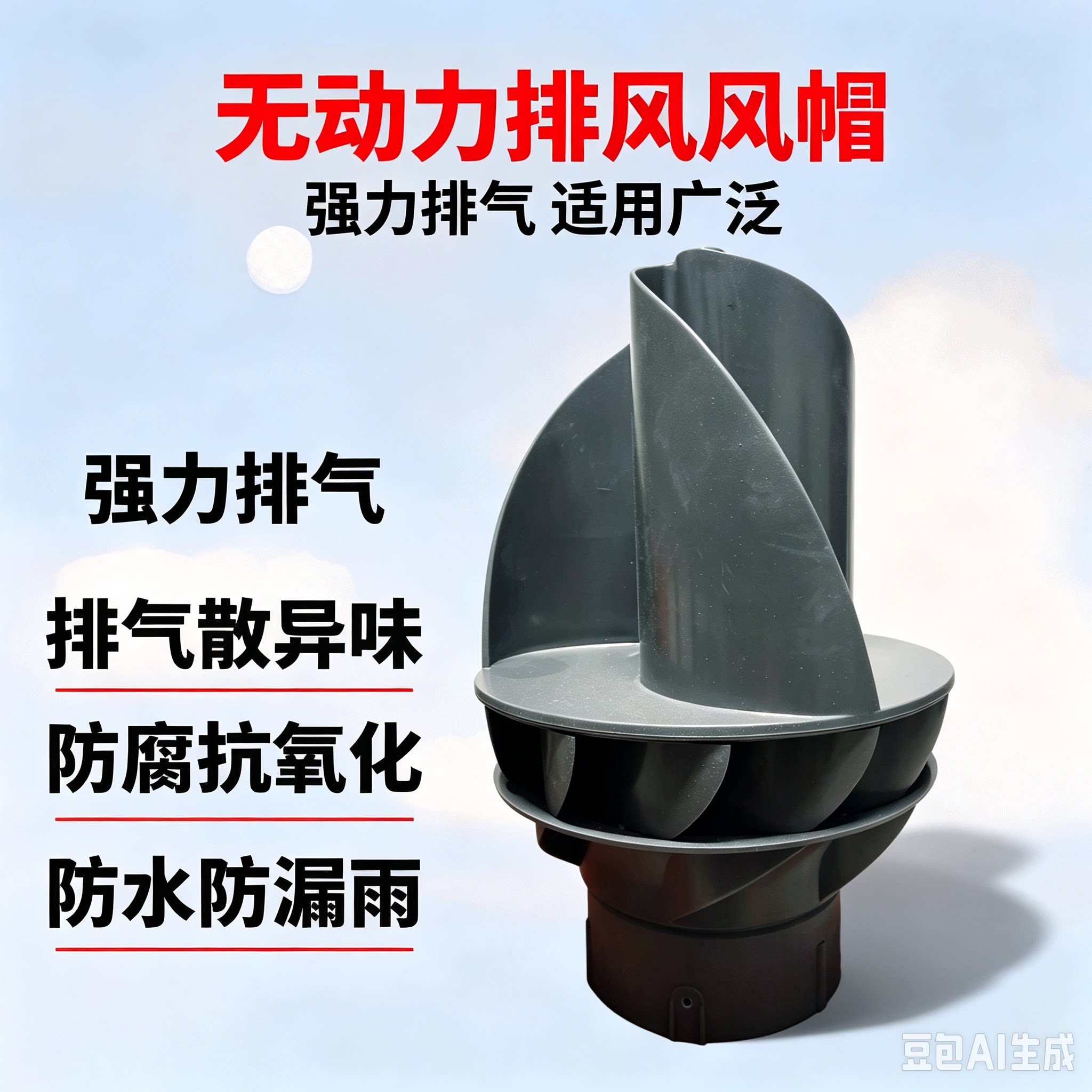 无动力涡轮风帽屋顶通风器防雨排气养殖场仓库地下室自然通风换气