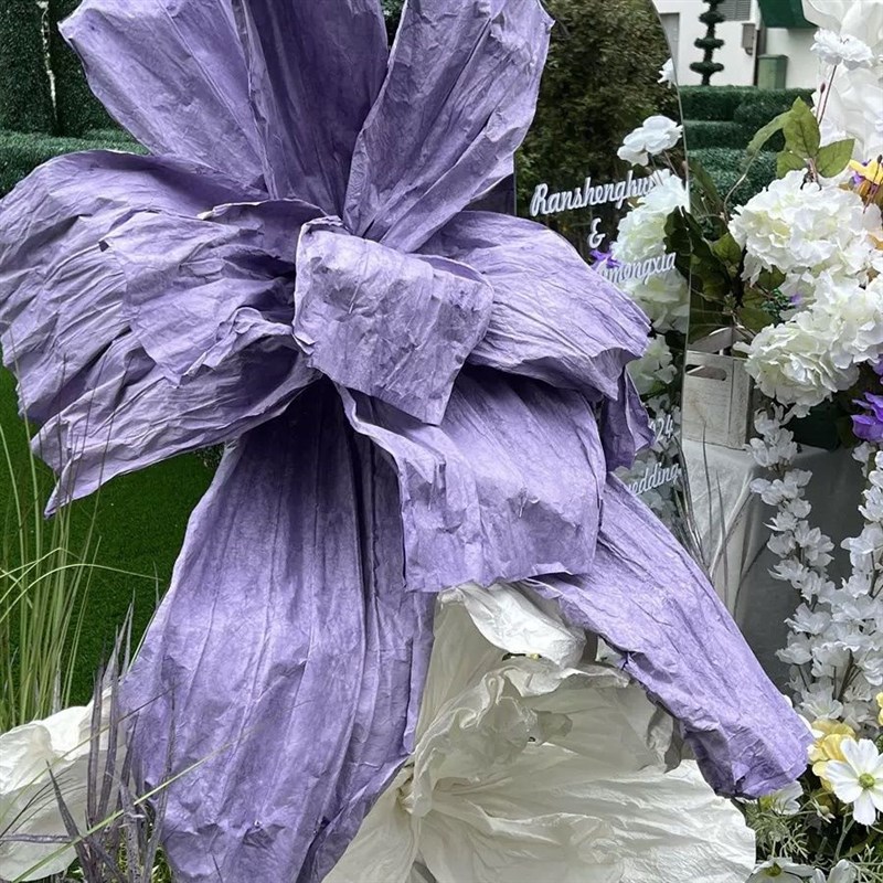 巨型纸艺紫色美塑花橱窗装饰背景手工纸花大型装饰婚庆婚礼成品