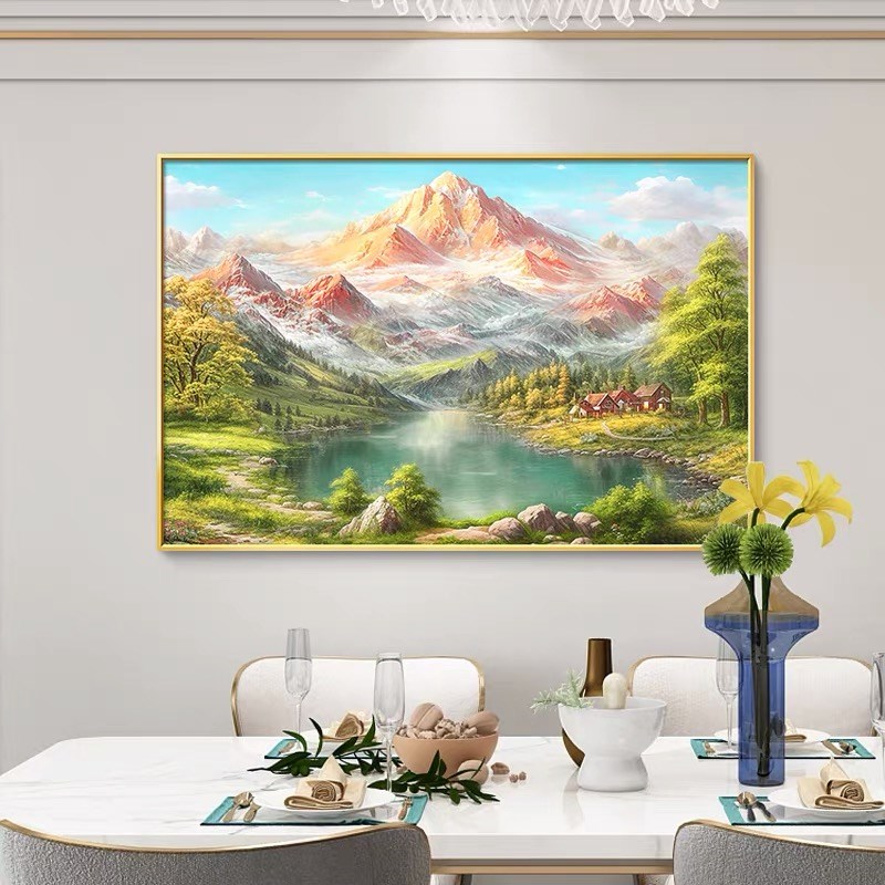 聚宝盆山水画电表箱装饰画2025新款餐厅挂画配电箱免打孔遮挡壁画
