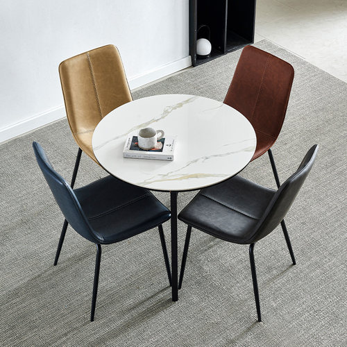 岩板餐桌办公休闲会客接待圆桌洽谈桌椅组合阳台桌子郁金香小圆桌