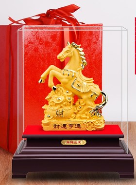 绒沙金马摆件十二生肖马年装饰工艺品招财吉祥物公司年会活动礼品
