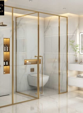 极窄不锈钢边框别墅酒店公寓T形淋浴房隔断屏风干湿三分离浴室门