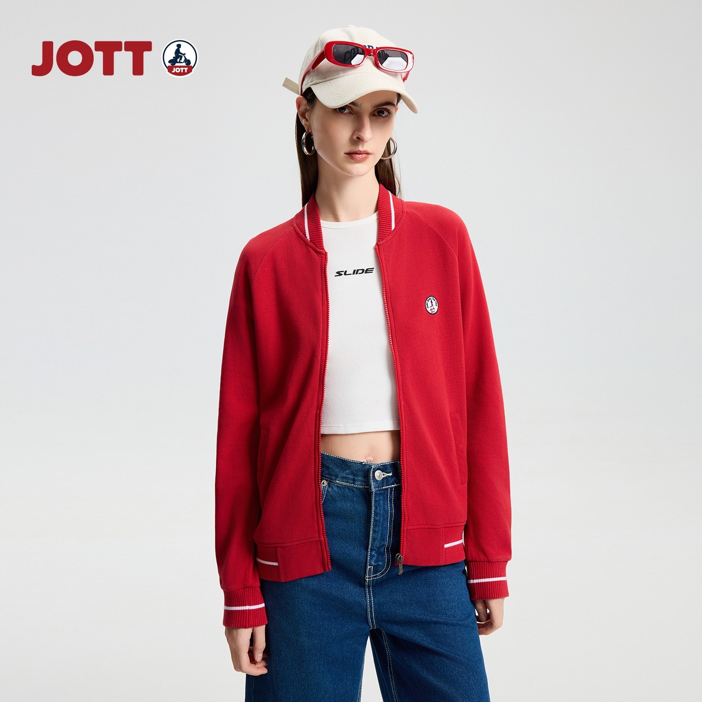 JOTT 专柜正品 | 双色领夹克 简约时尚女士短款棒球服外套 春新款图片