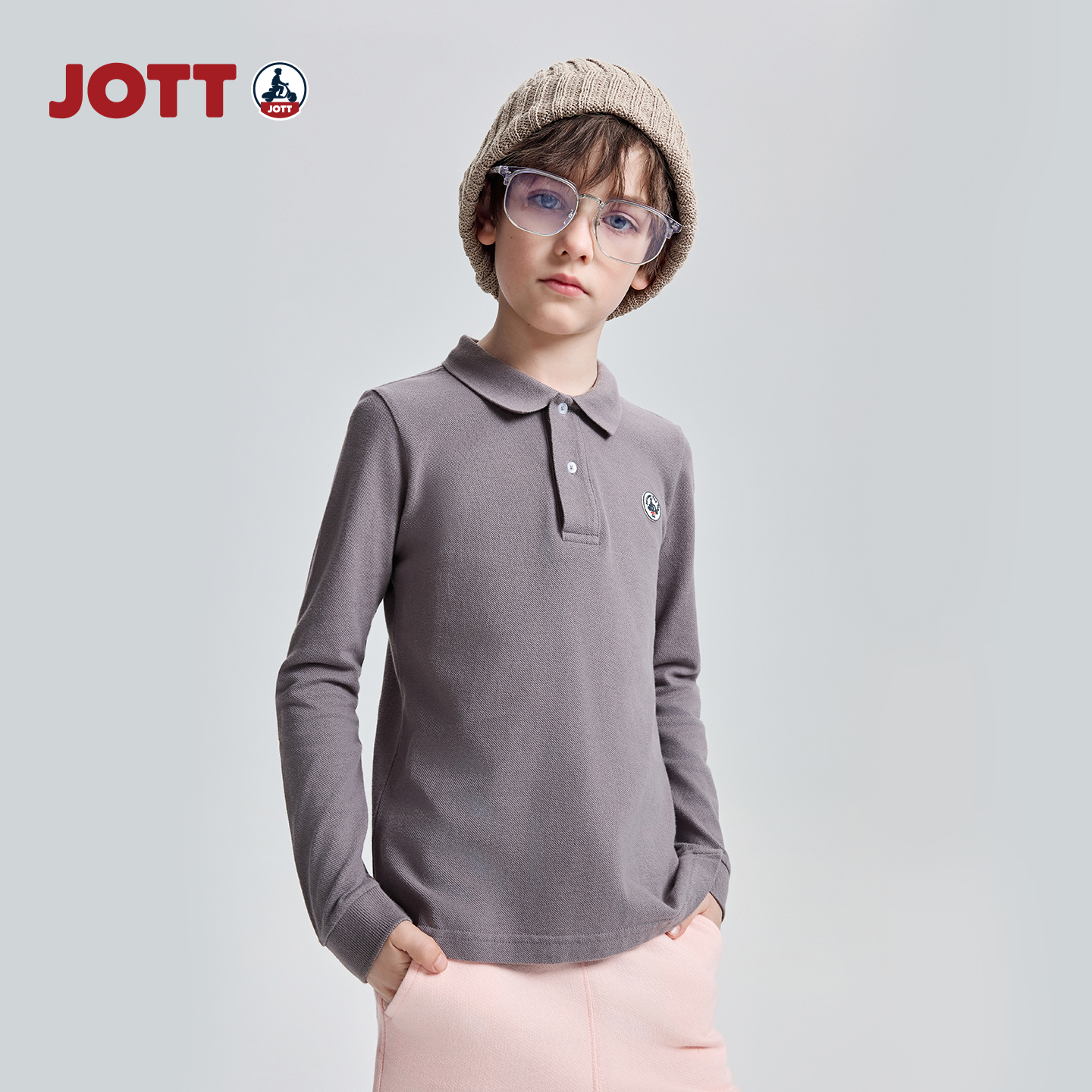 JOTT儿童全棉POLO衫长袖T恤
