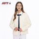 JOTT女士圆领拼接棉服休闲百搭时尚 简约舒适外套潮流轻薄棉衣外套